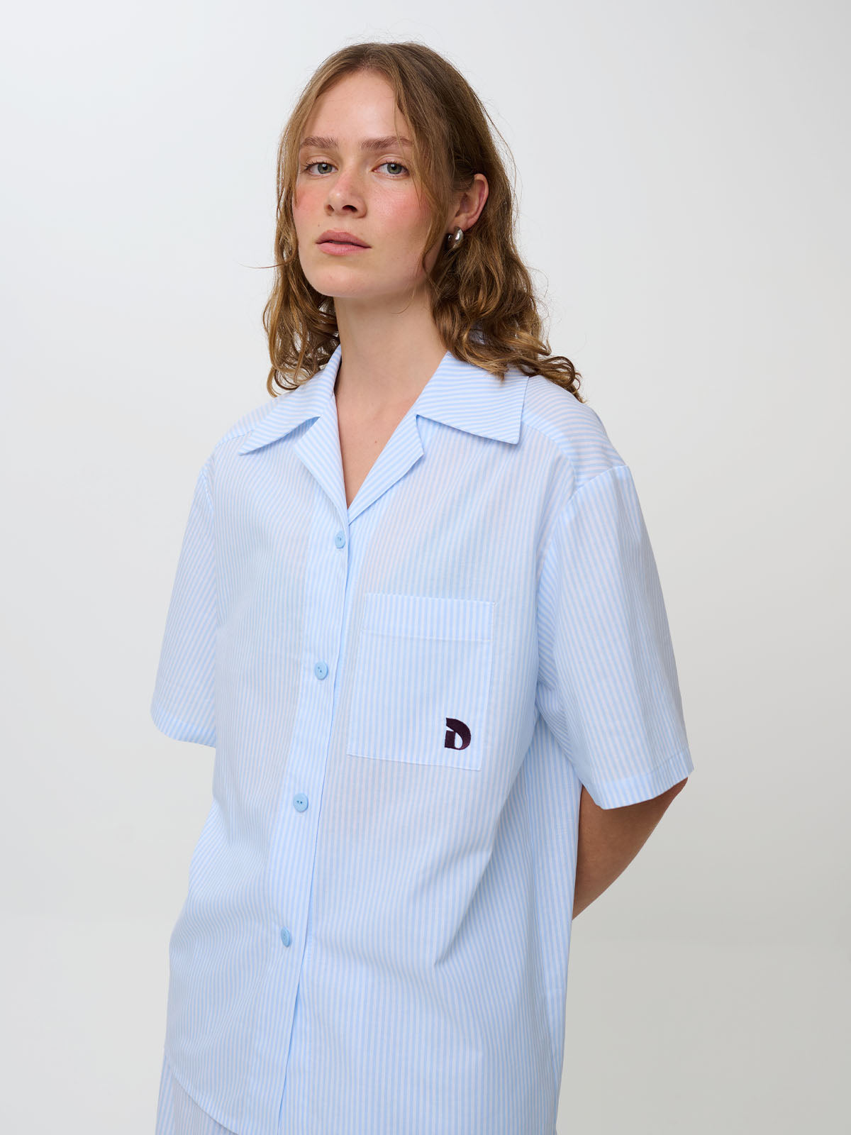 PILLOWTALK SHORT SLEEVE PJ SHIRT - POWDER BLUE