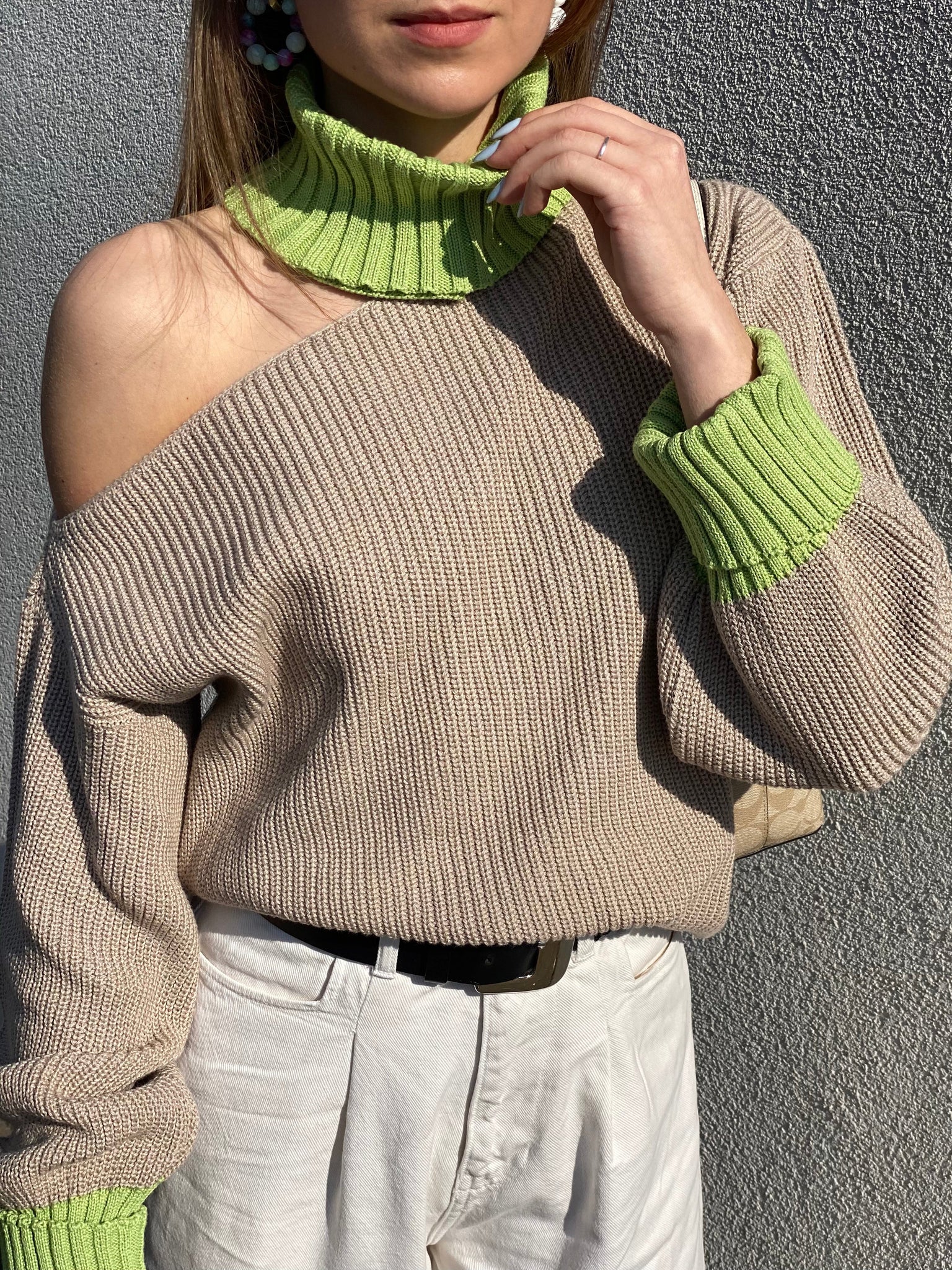 VALI sweater - latte-pistachio