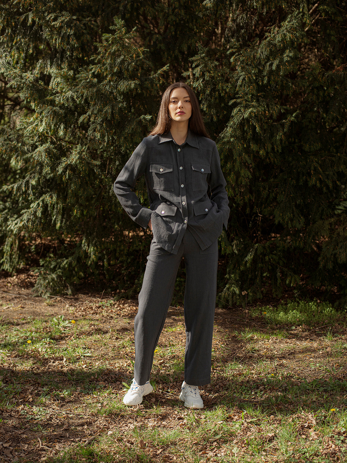 NOA trousers - ramie, graphite