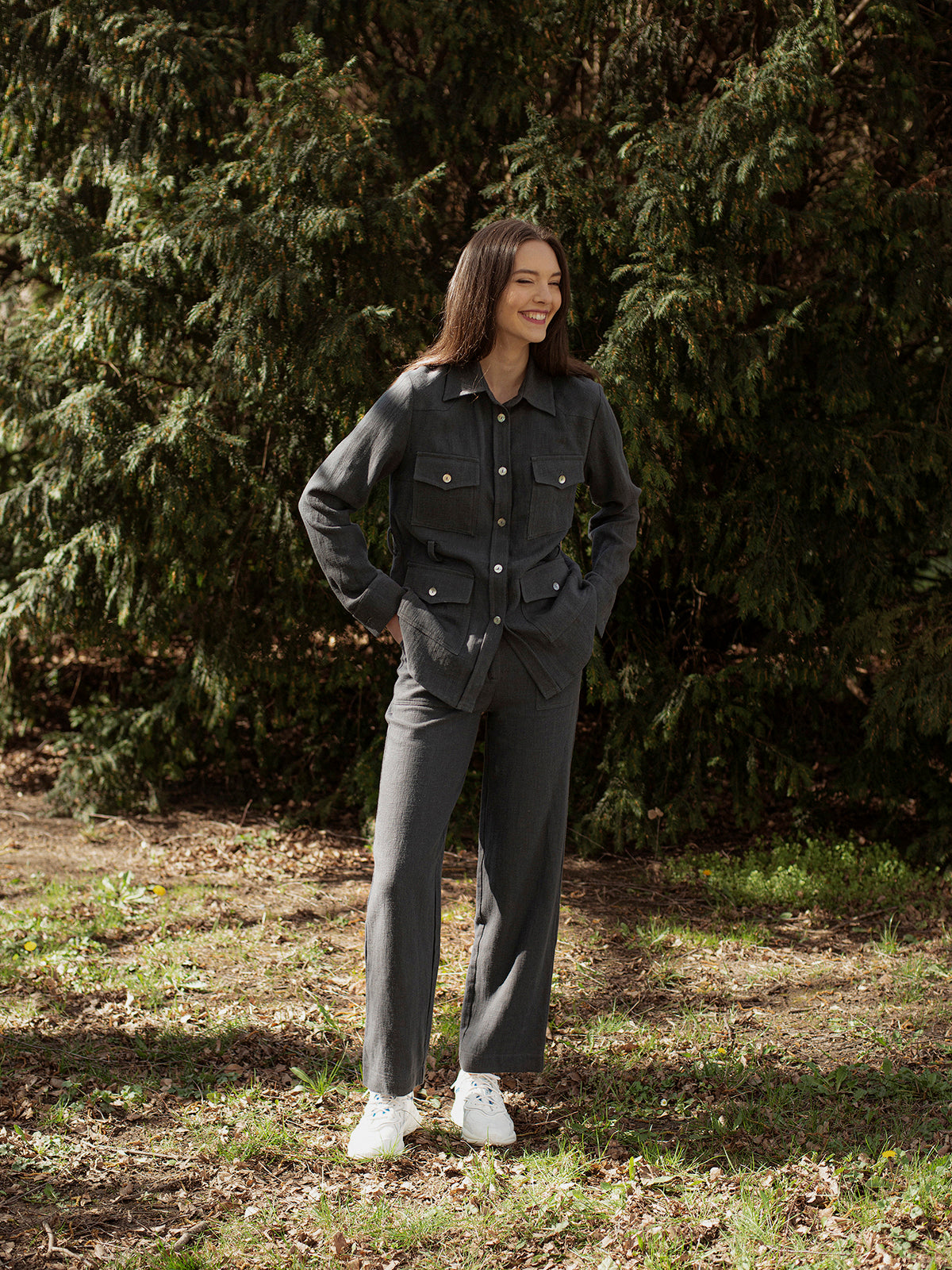 NOA trousers - ramie, graphite